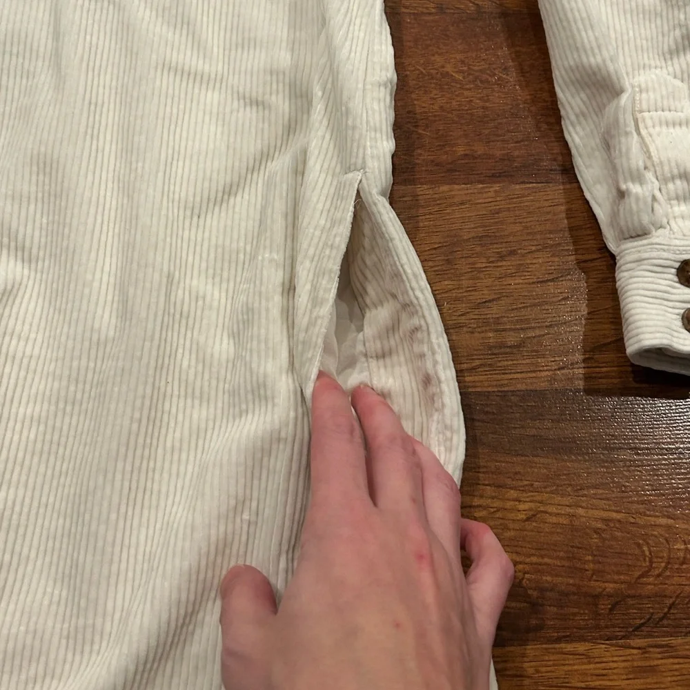 Madewell Womens Corduroy Mini Shirtdress Pockets Lighthouse Ivory Size Small